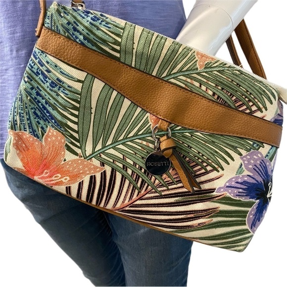 ROSETTI Women Tropical Palm Leaf Floral Pattern Shoulder Bag Purse - Picture 2 of 7